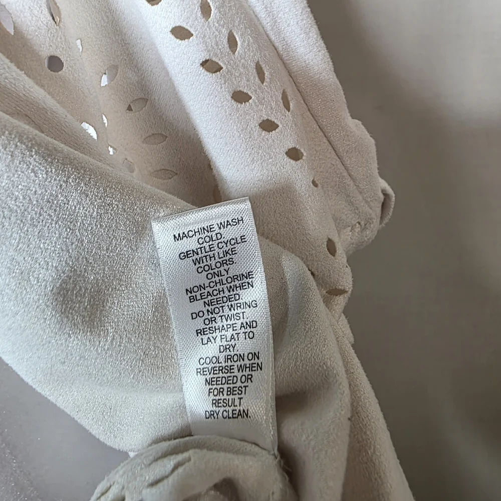 CATO womens Ivory Eyelet Open Front Kimono Boho Style Short Sleeve Size XL - Picture 7 of 9